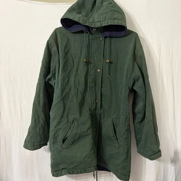 AJ SportVintage Green‎ Blue Reversible Field Barn Jacket Size Medium Cotton